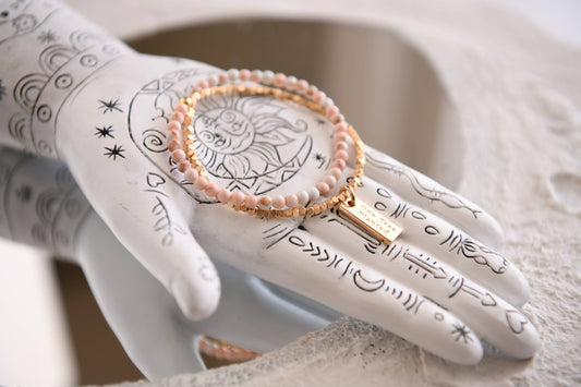 Gemstone Wrap Bracelet with Faceted Gold Beads