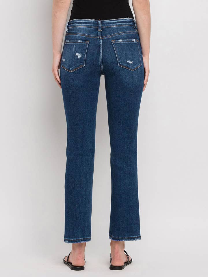 Carly Mid Rise Ankle Slim Straight Jeans