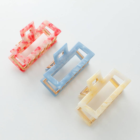 Isla | Medium Hollow Rectangle Metal Claw Clip