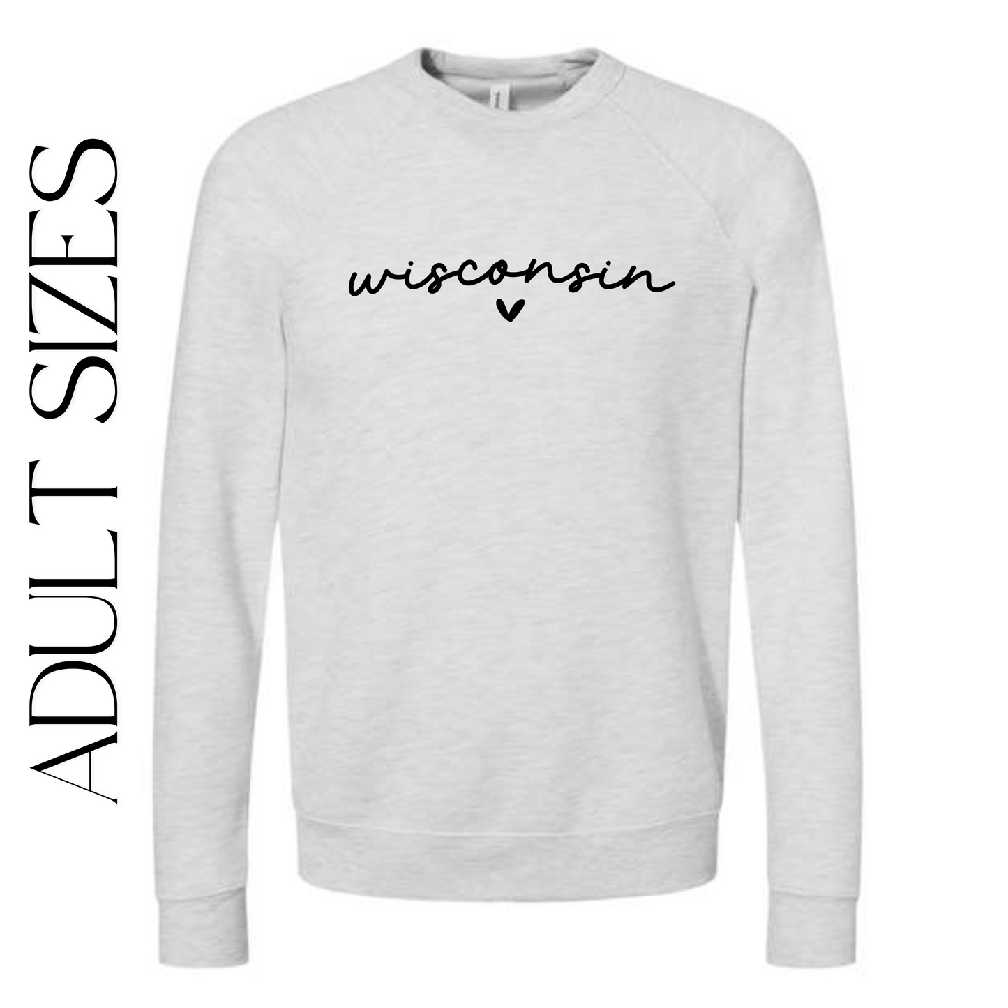 Wisconsin Heart Bella Canvas Crew