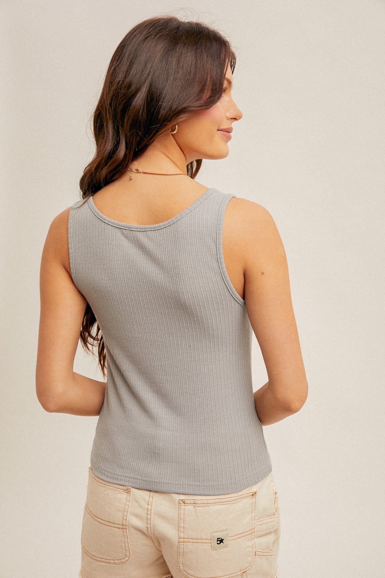 MiMi Lace Ribbed Corset Tank