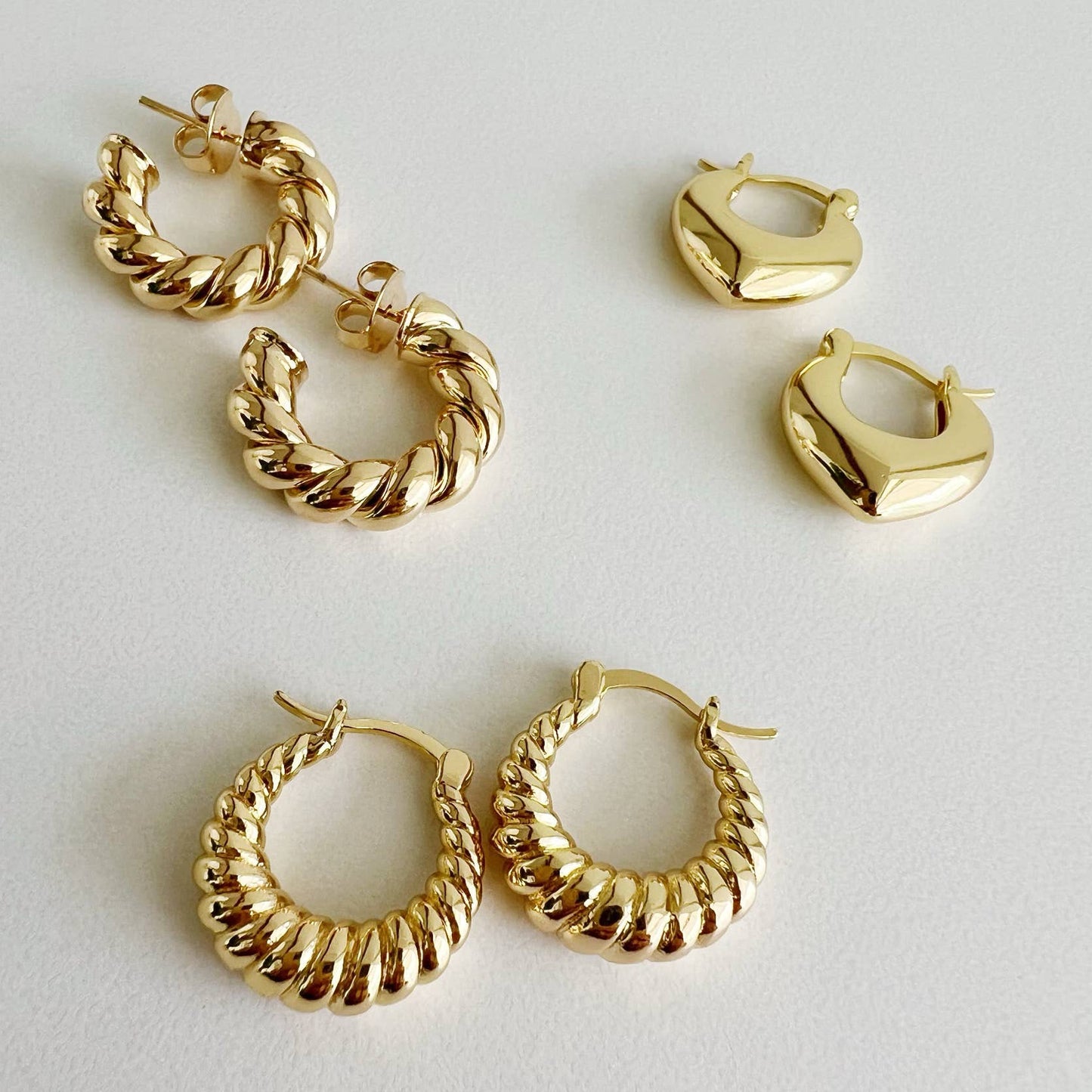 Endless Weekend Croissant Twist Hoops Earrings Gold Filled