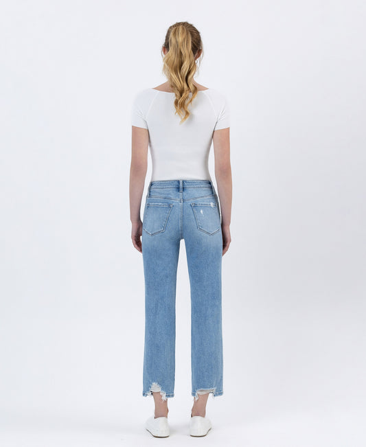 Sheila High Rise Distressed Hem Crop Straight Jeans
