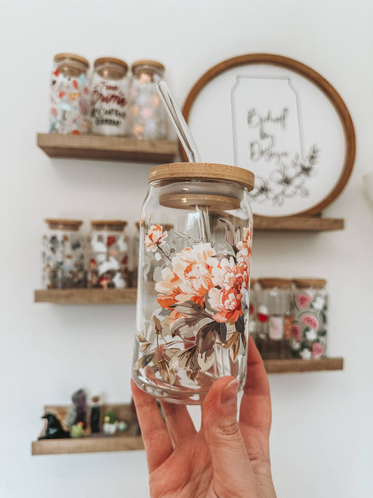 Watercolor Glass Can Cup