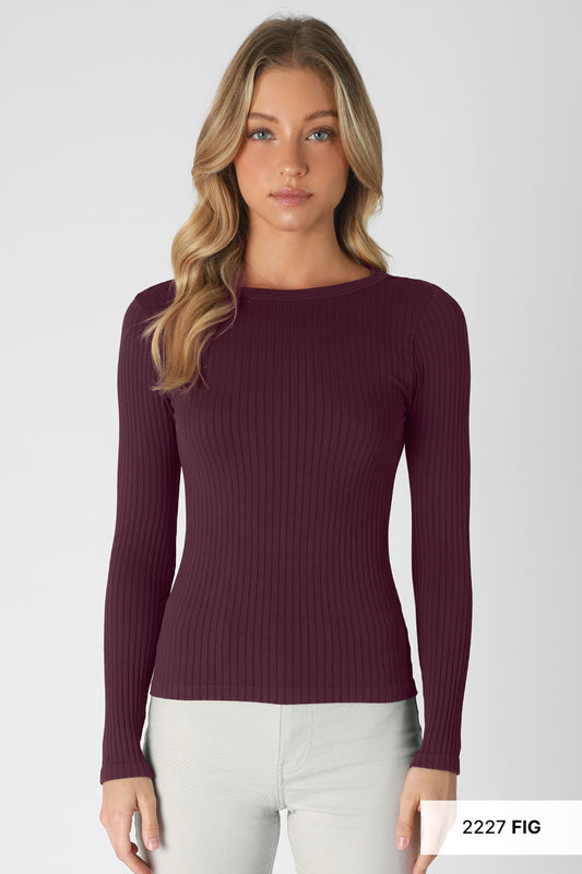 Niki Wide Ribbed Long Sleeve Top