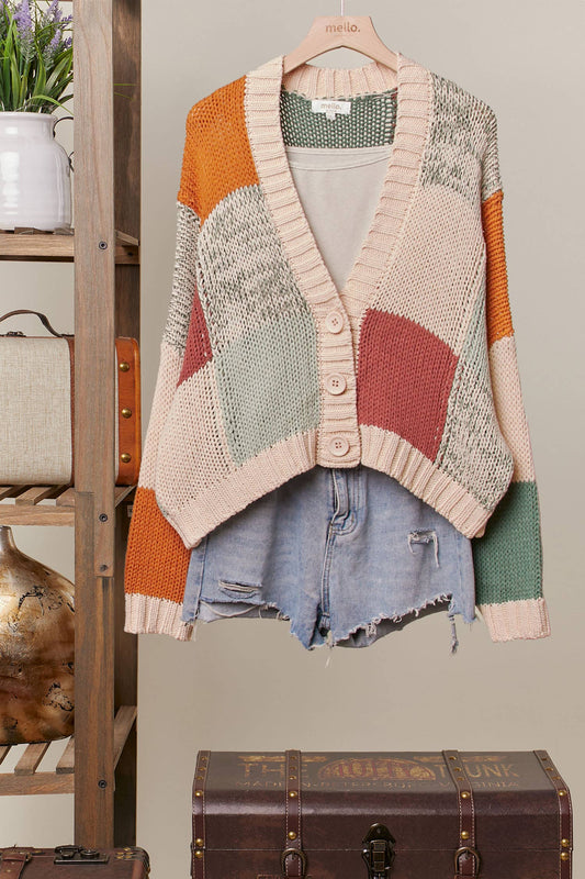 Laura Color Block Crochet Cardigan