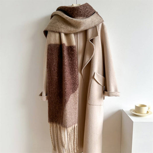 Geometric Fringe Wool Scarf