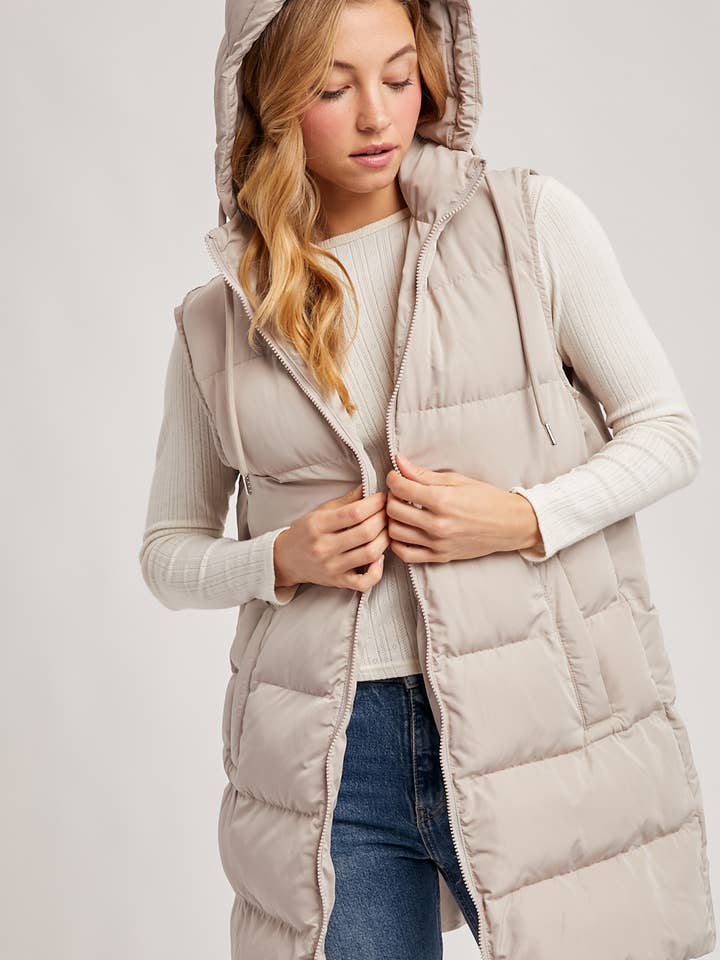 Bonnie Hooded Zipper Longline Vest