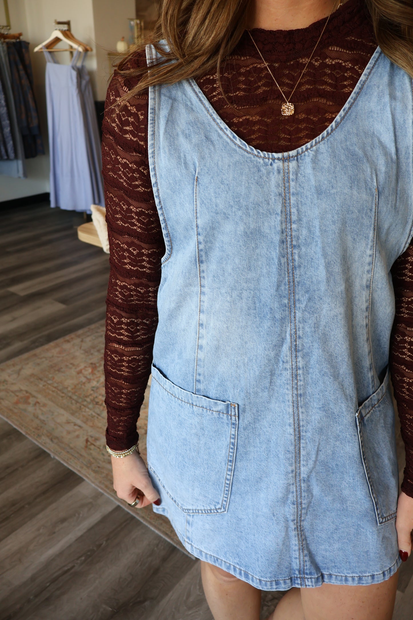 Faith Denim Overall Dress