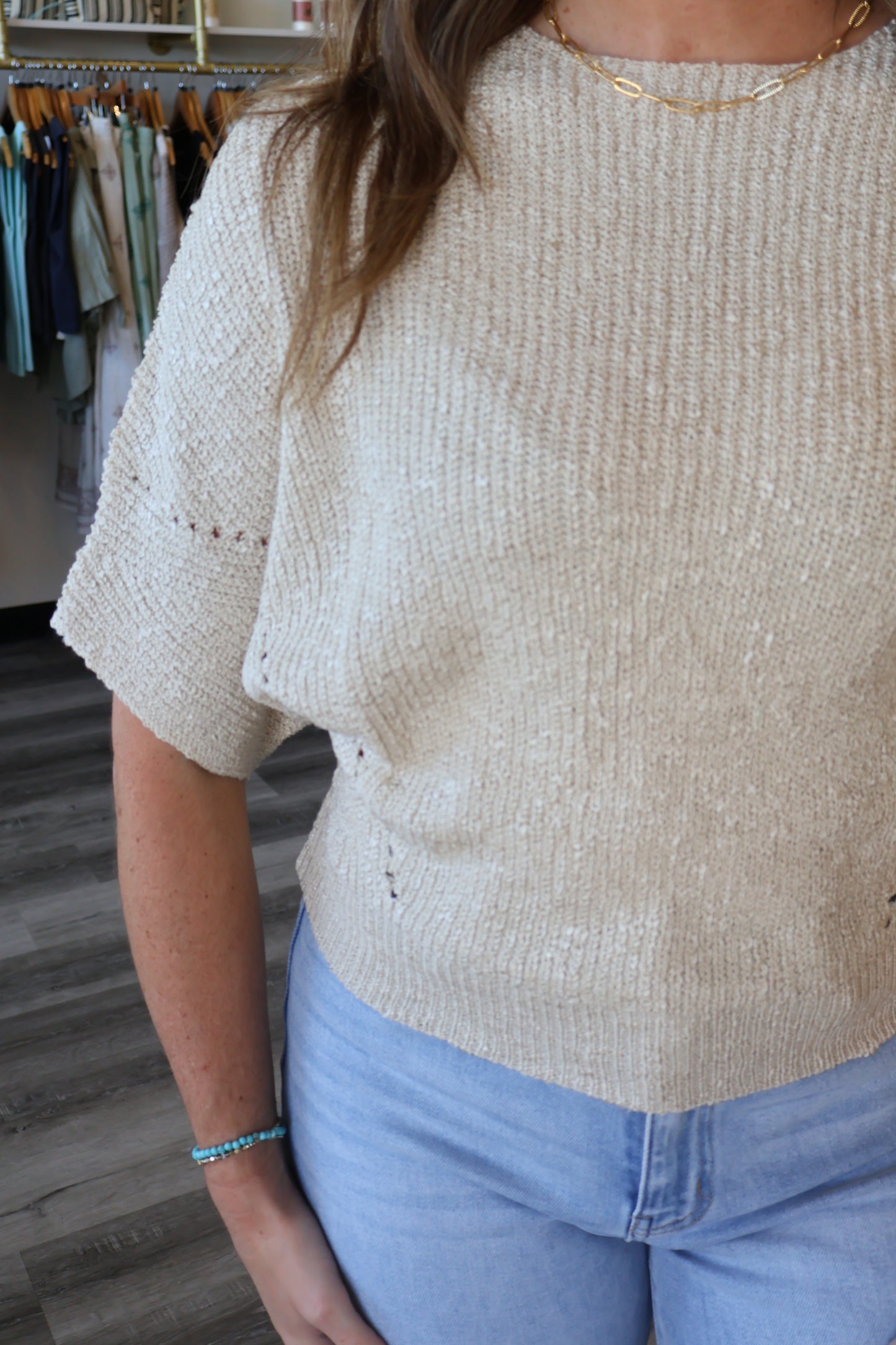Sue Cropped Half Dolman Sleeve Sweater
