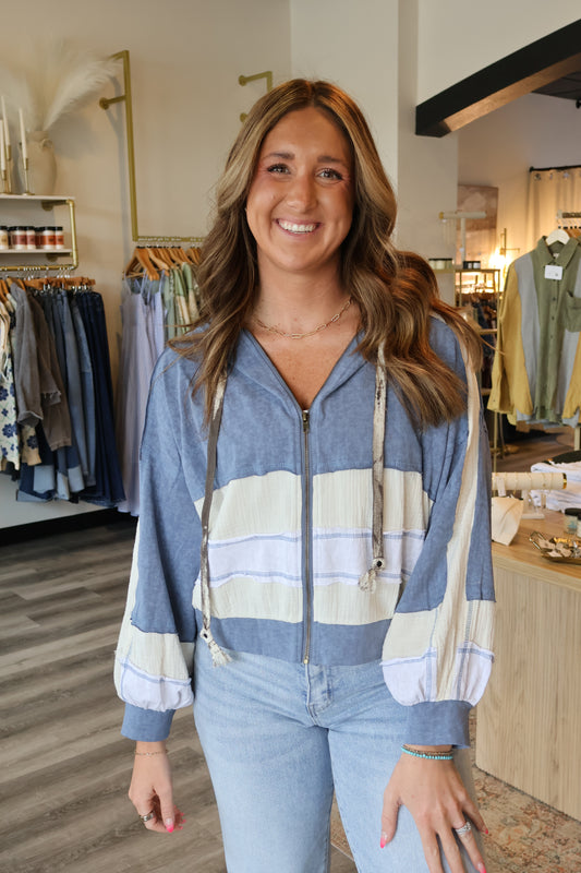 Talia Balloon Sleeve Zip Up