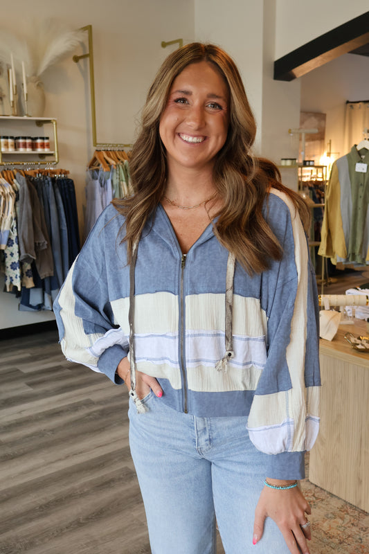 Talia Balloon Sleeve Zip Up