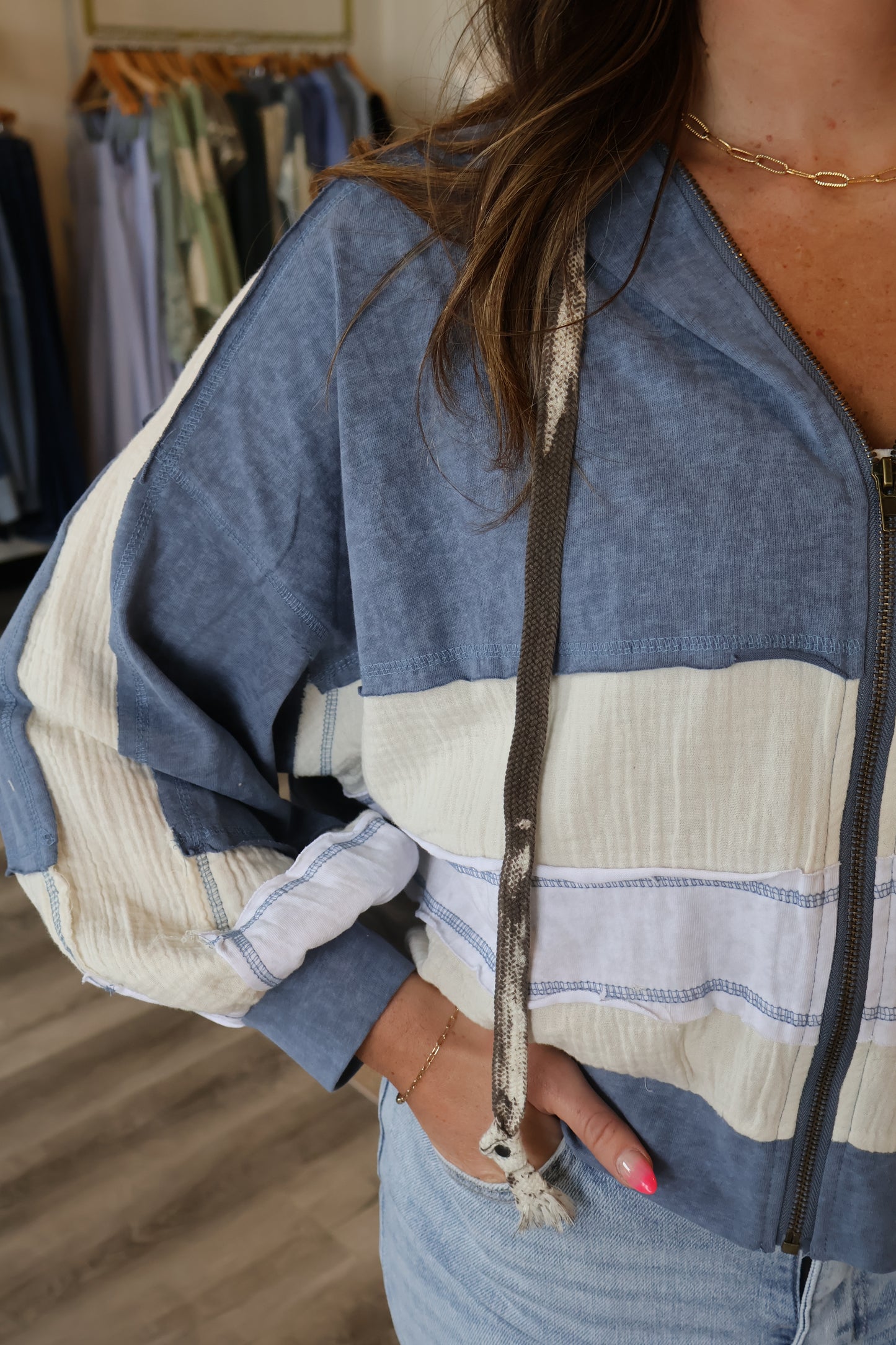 Talia Balloon Sleeve Zip Up
