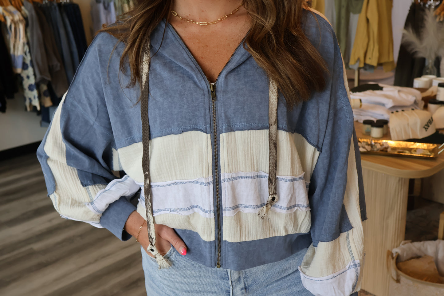 Talia Balloon Sleeve Zip Up