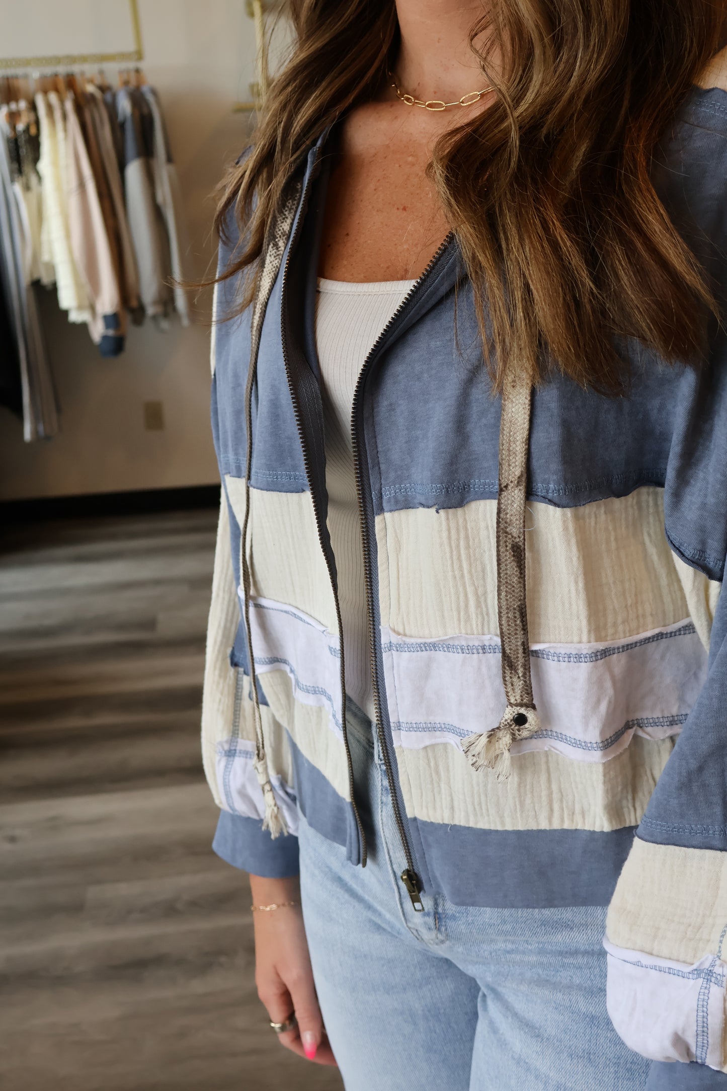 Talia Balloon Sleeve Zip Up