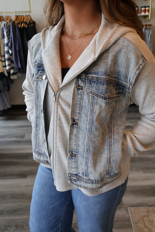 Clark Denim Contrast Hoodie Jacket