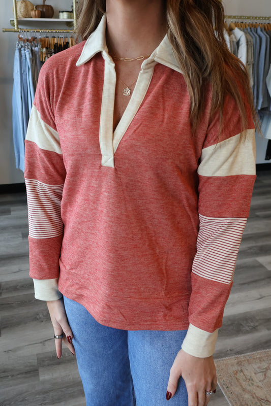 Lacy Brushed Jersey Pullover