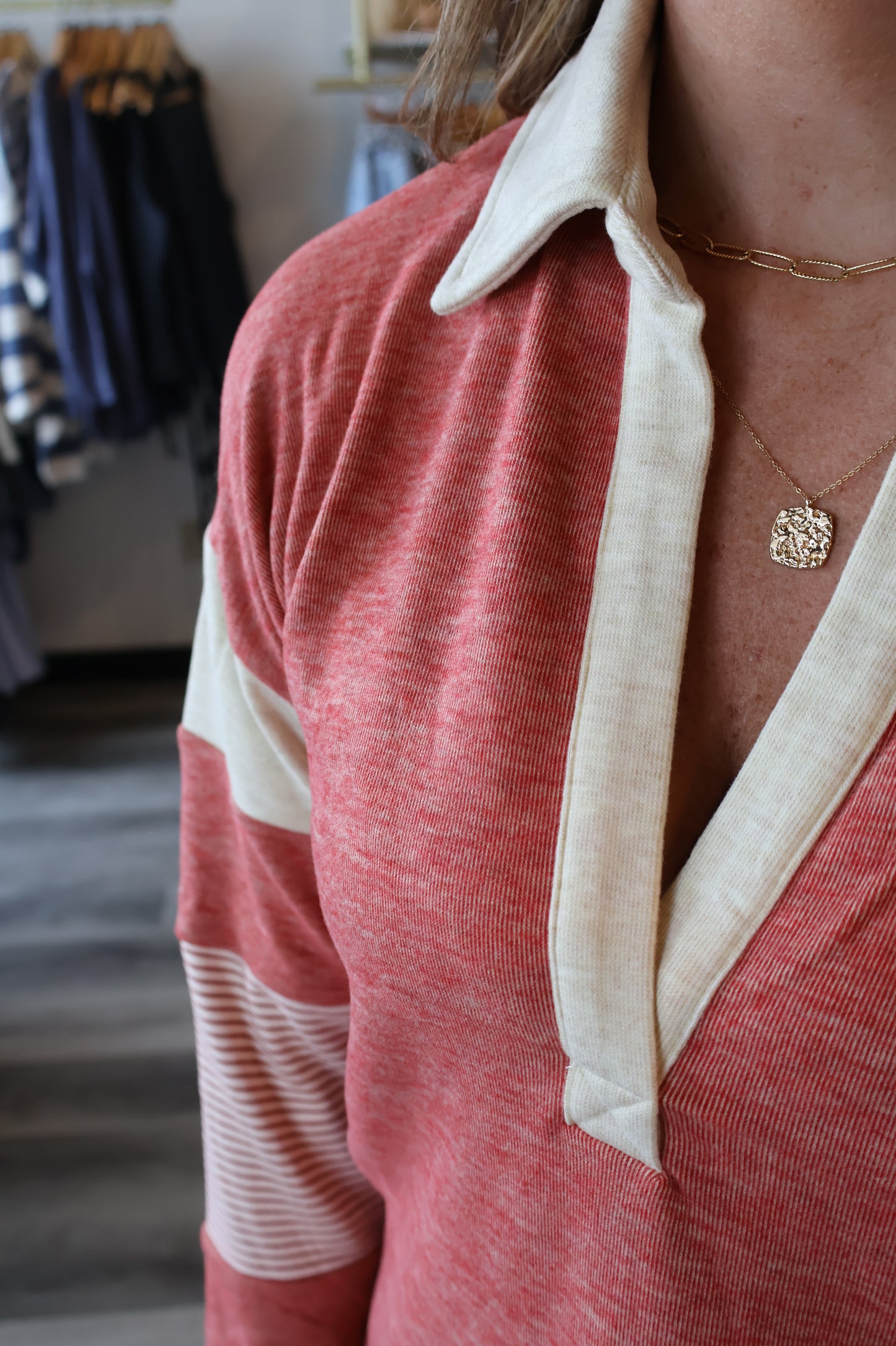 Lacy Brushed Jersey Pullover