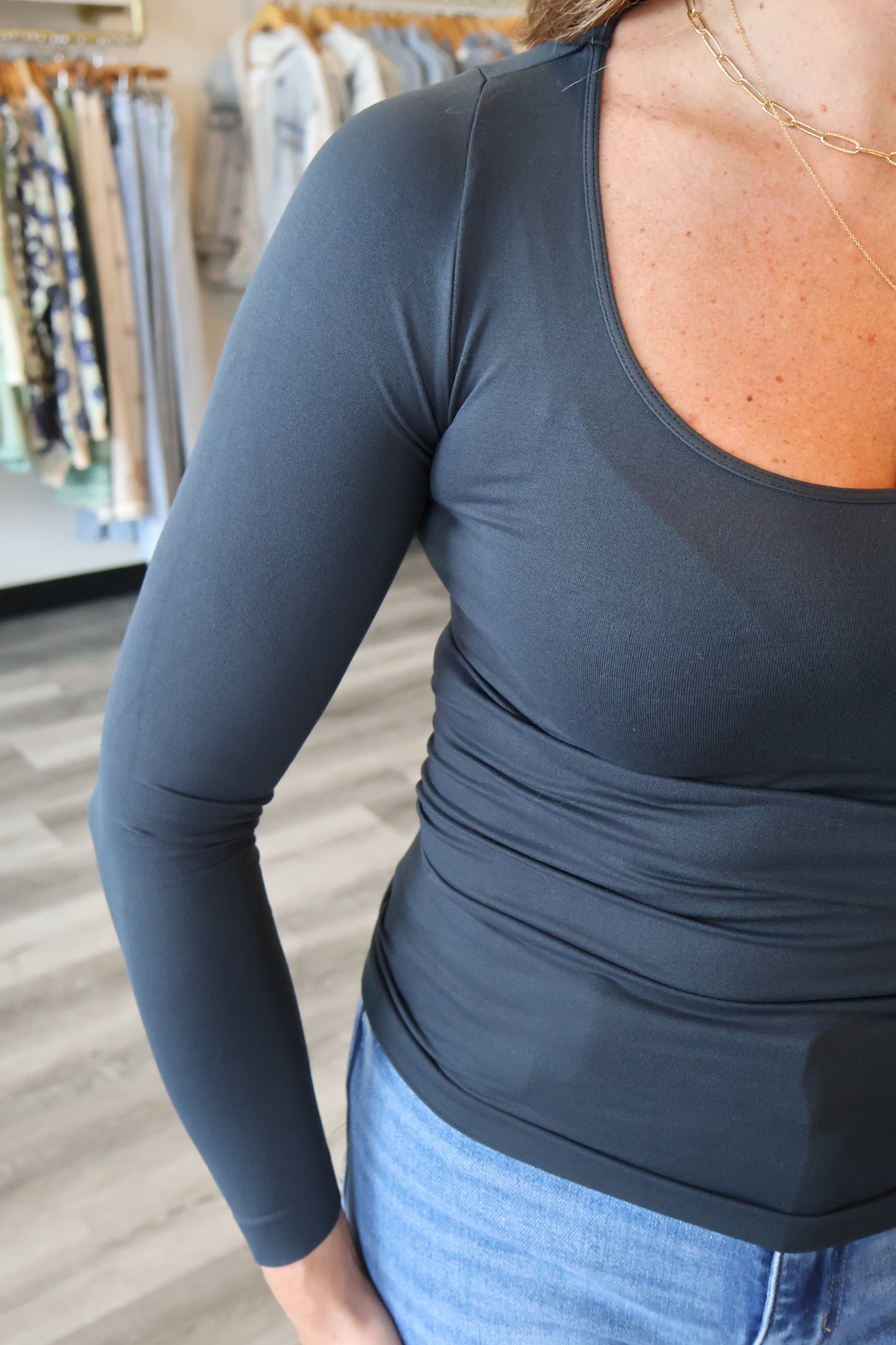 Bails Long Sleeve Scoop Neck Top