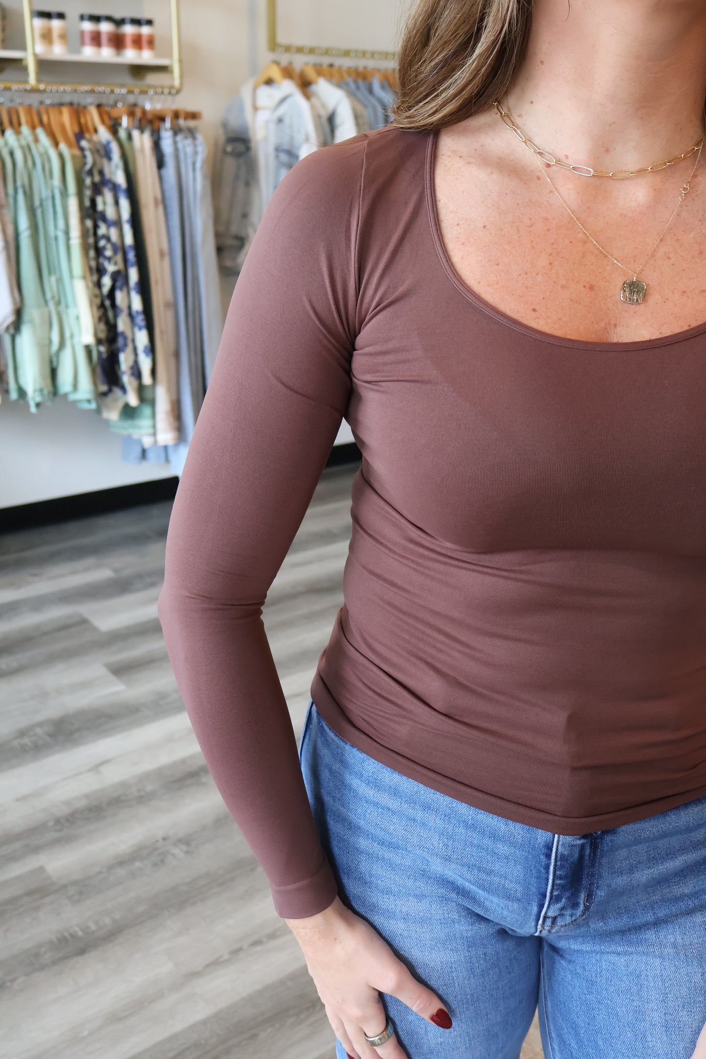 Bails Long Sleeve Scoop Neck Top