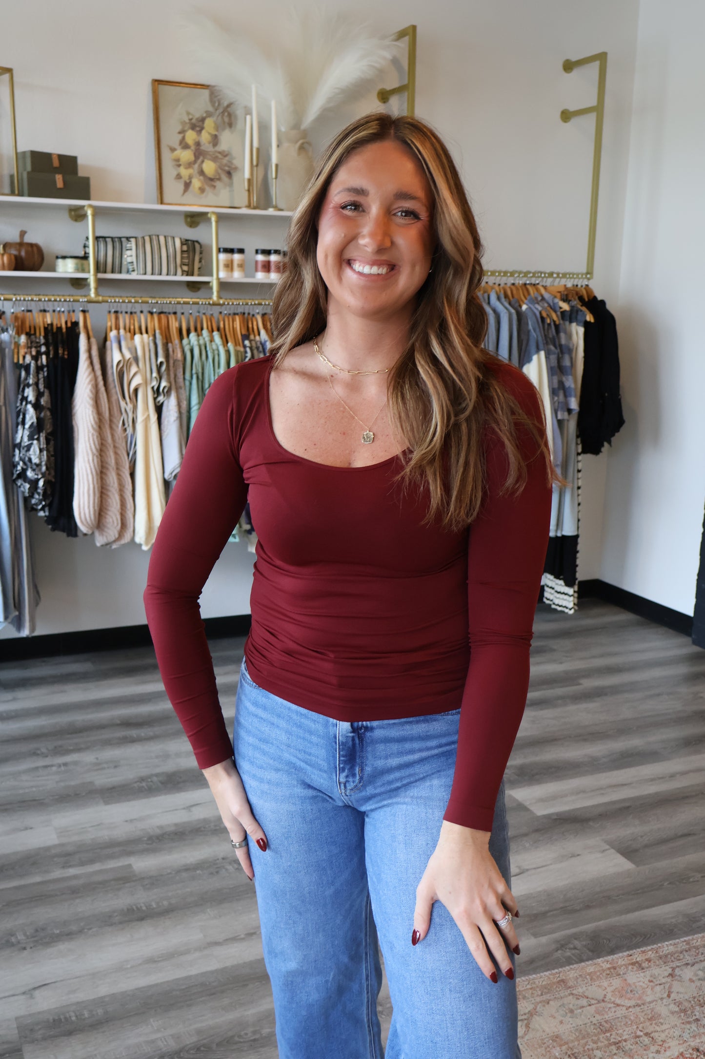 Bails Long Sleeve Scoop Neck Top