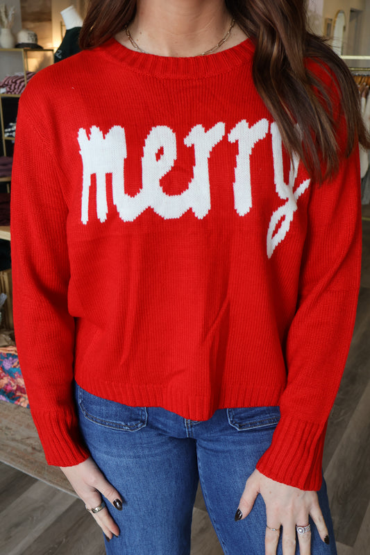 Red & White Merry Sweater