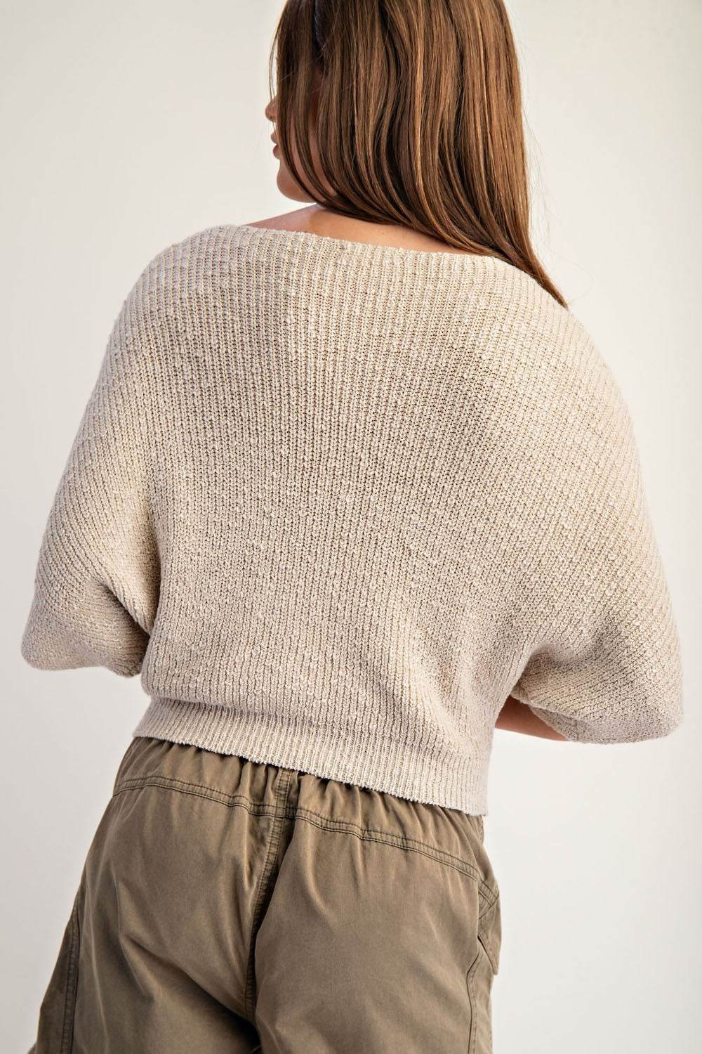 Sue Cropped Half Dolman Sleeve Sweater