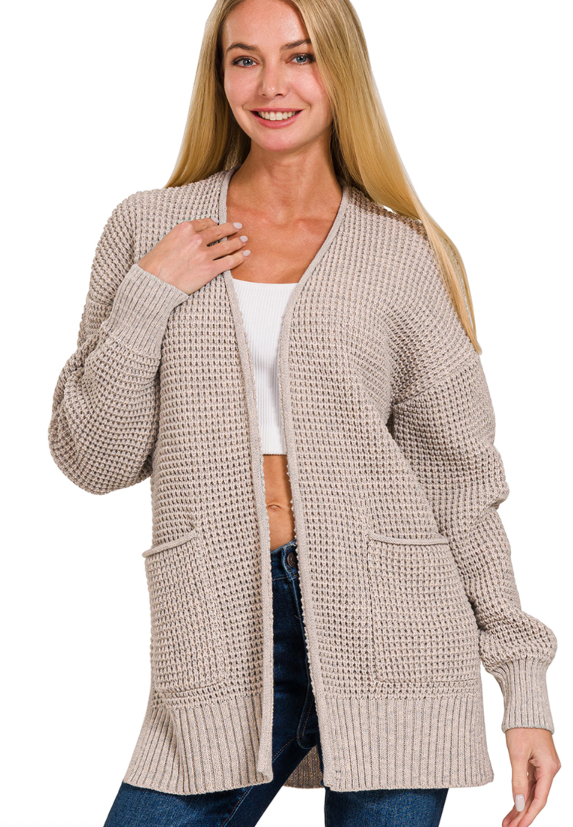 Rose Waffle Cardigan