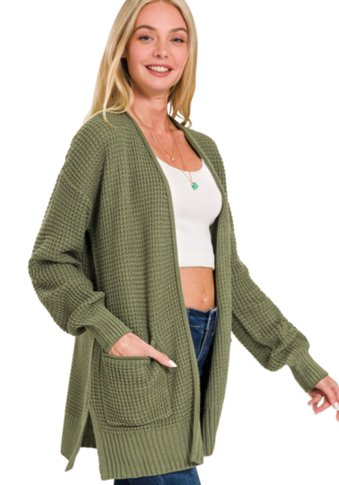 Rose Waffle Cardigan