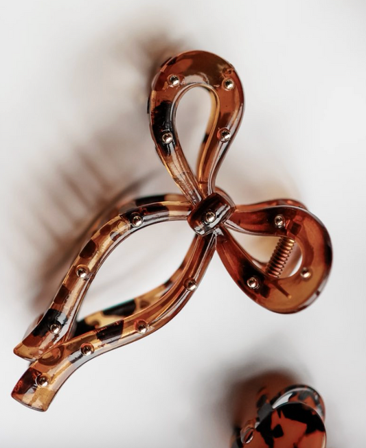 Studded Bow Claw Clip