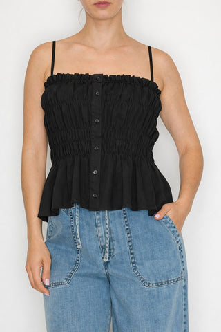 Jocelyn Button Ruffle Tank