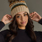 Taupe & Multicolored Patterned Pom Hat