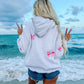 Pearl Grey Embroider Bow Hoodie