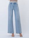 Lacy Cut Seam Detail Light Wash Wide Jeans