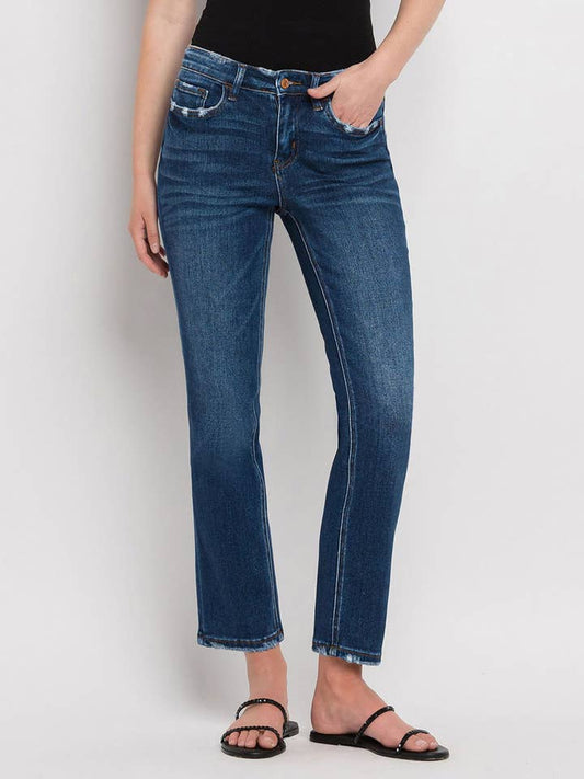 Carly Mid Rise Ankle Slim Straight Jeans