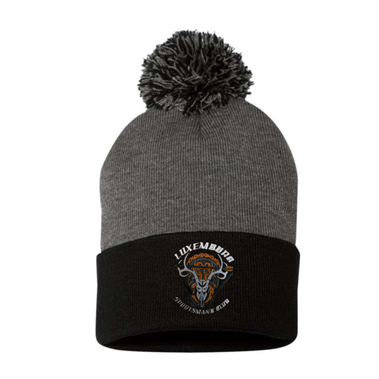 Embroidered Pom-Pom Beanie