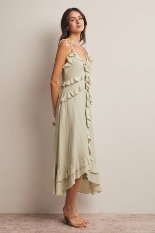 Sophie Ruffle Tie-Front Midi Dress