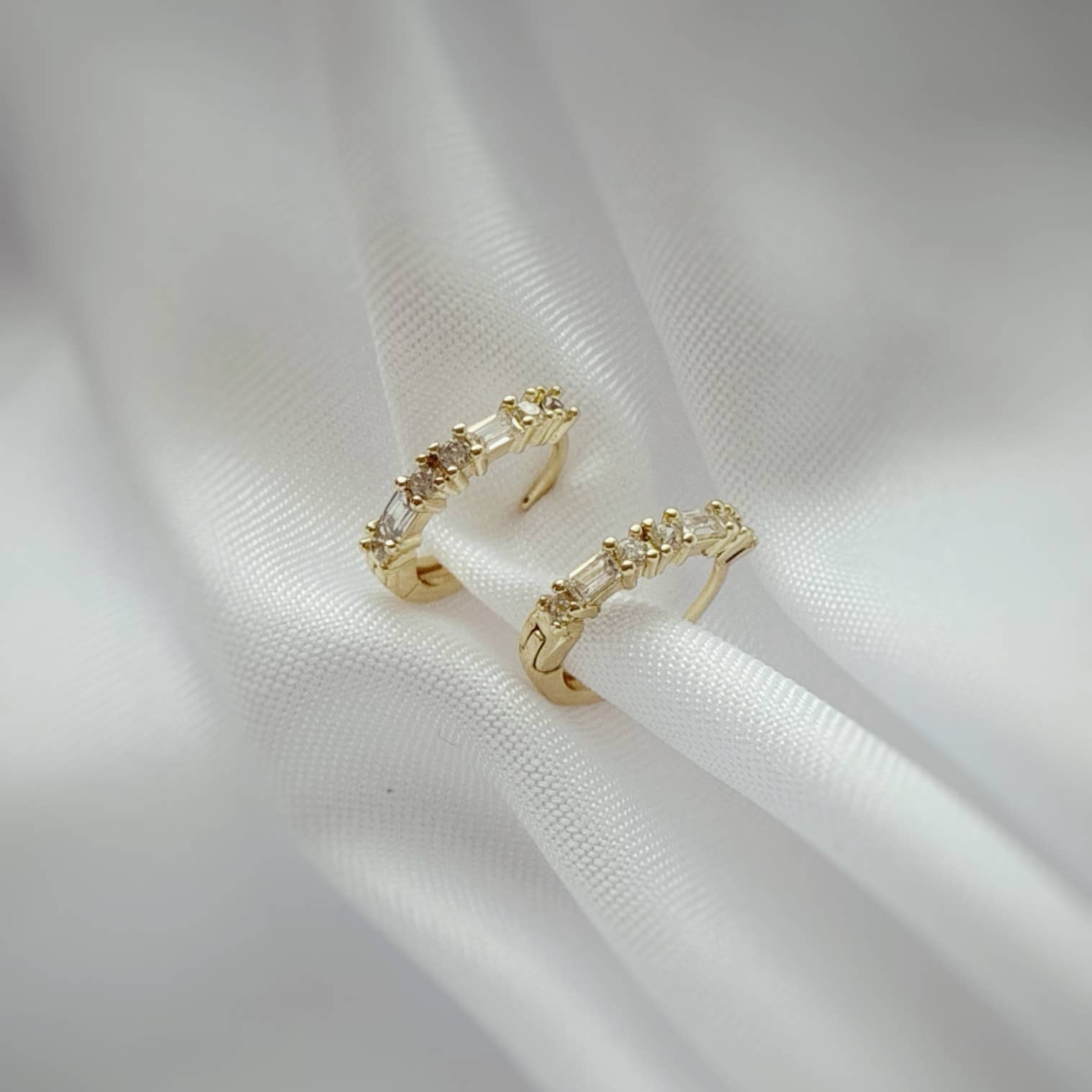 Petite Baguette Huggie Hoops