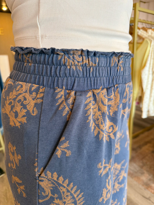 Paisley Print Mineral Wash Pant