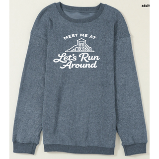 Meet Me At Lets Run Around Oversized Ribbed Crewneck