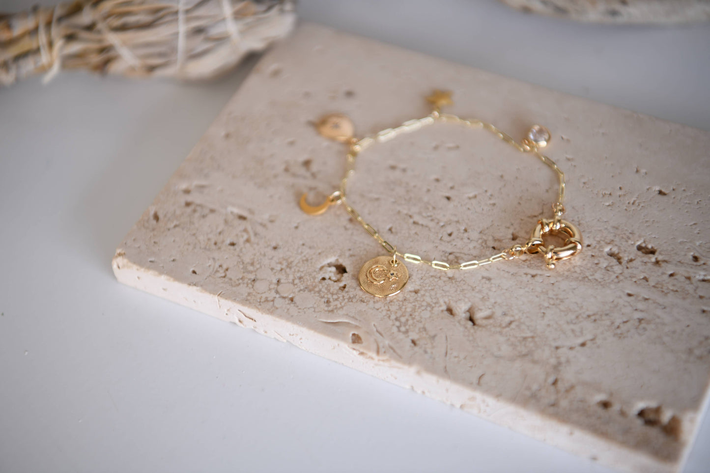 Lunar Solstice Gold Charm Bracelet