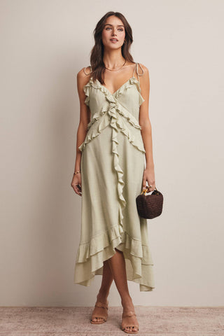 Sophie Ruffle Tie-Front Midi Dress
