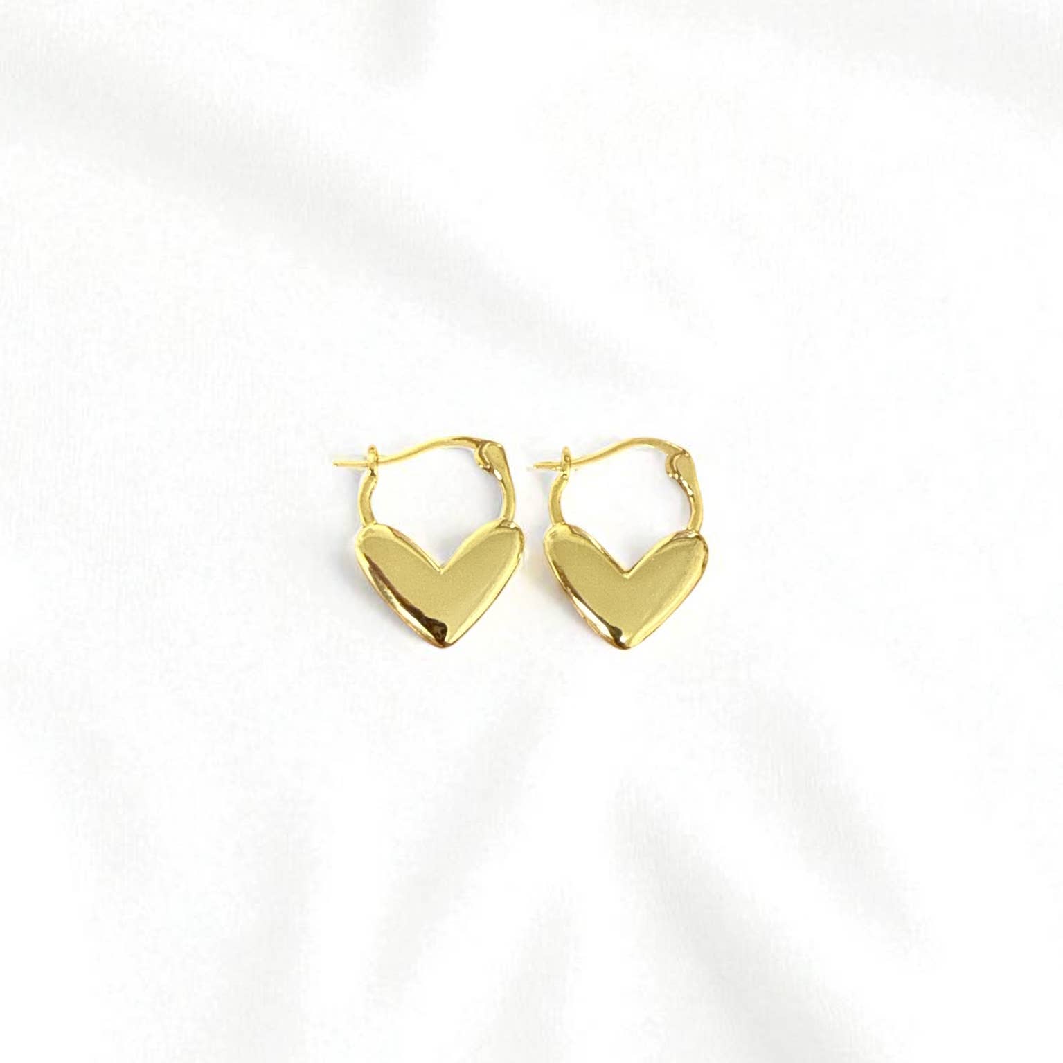 Lover Heart Gold Filled Hoops Earrings