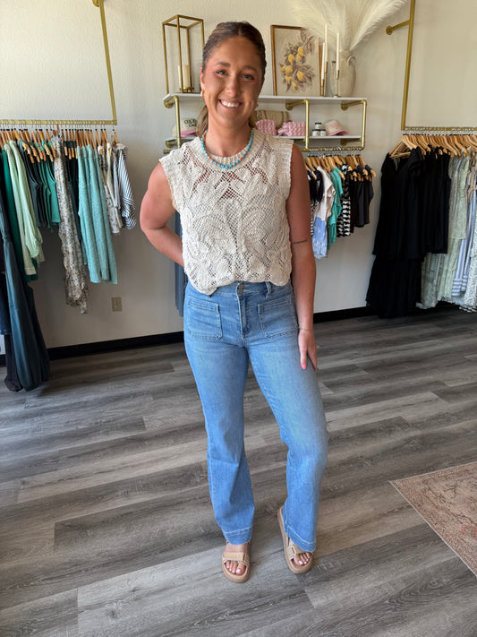 90'S VINTAGE SUPER HIGH RISE FLARE JEANS F5655