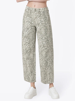 Kira Leopard Barrel Jeans