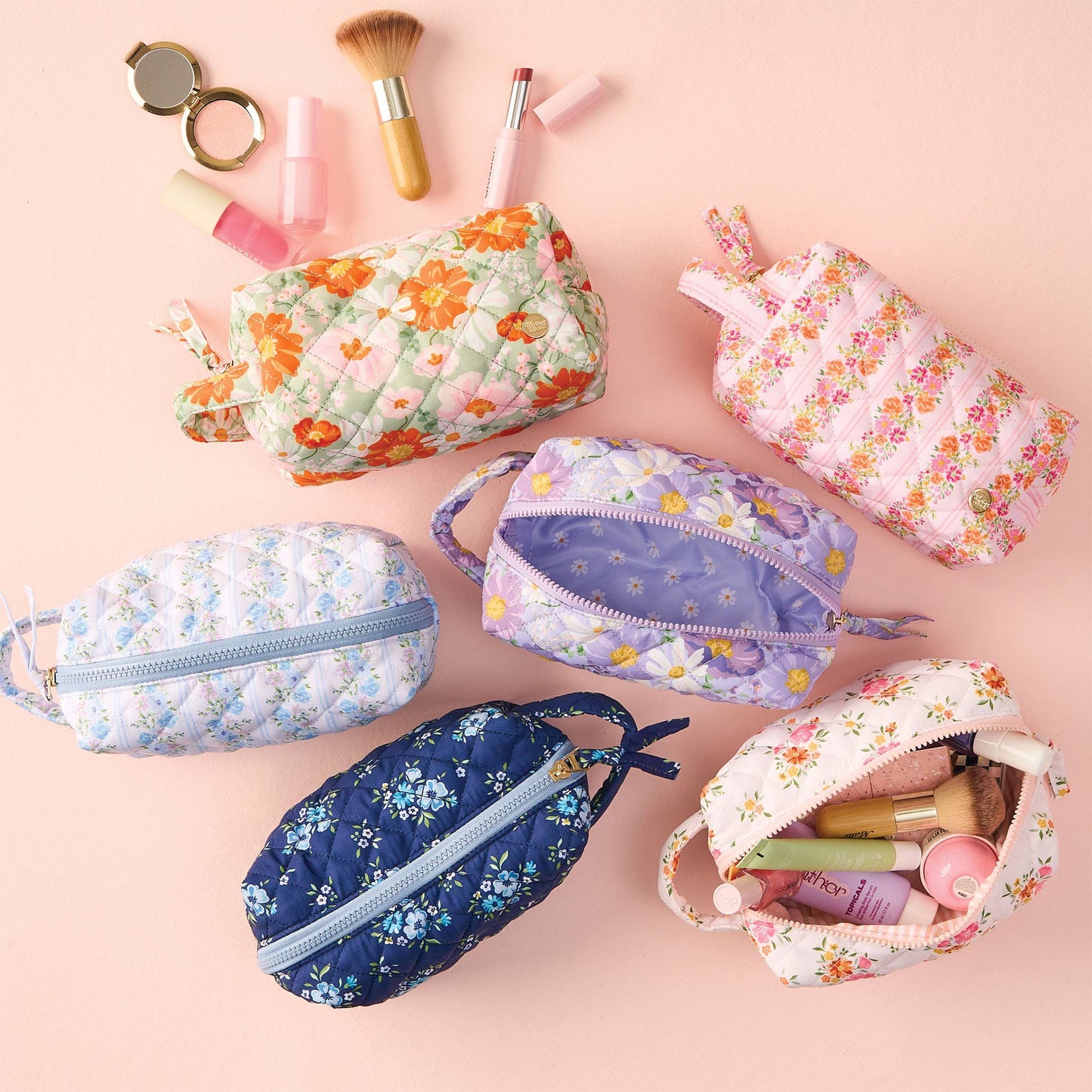 Essentials Quilted Cosmetic Pouch-Petal Parade Pink