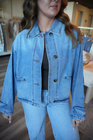 Jessa Button Front Bomber Jacket