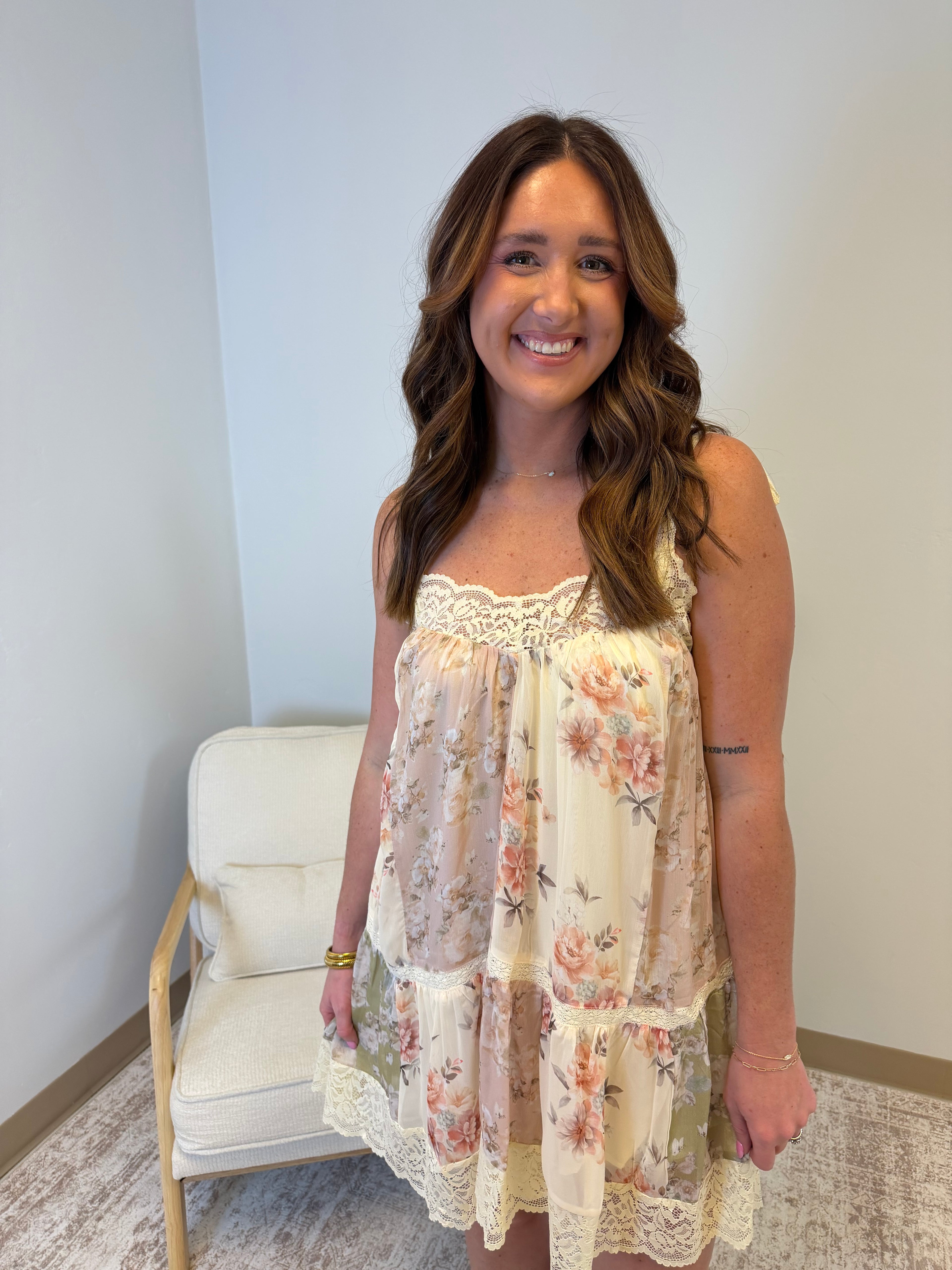 Gabriella Lace Trim Mini Dress