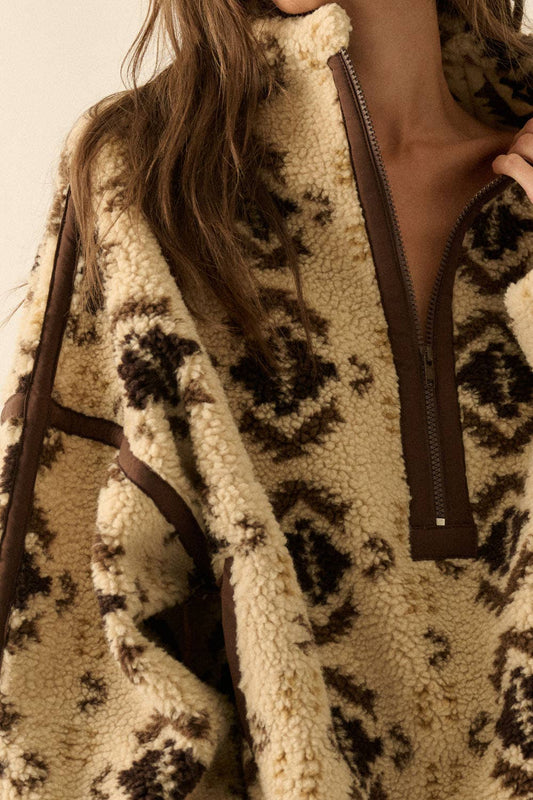 Darla Sherpa Fleece Half-Zip Pullover Jacket