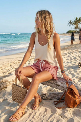 Keira Checkered Ruffle Hem Shorts